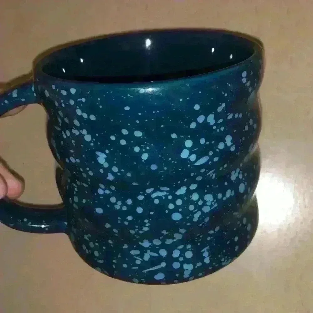 Starbucks 2023 Blue Subzero Splatter Ceramic Ribbed Coffee Mug with Handle 12oz - Picture 5 of 6